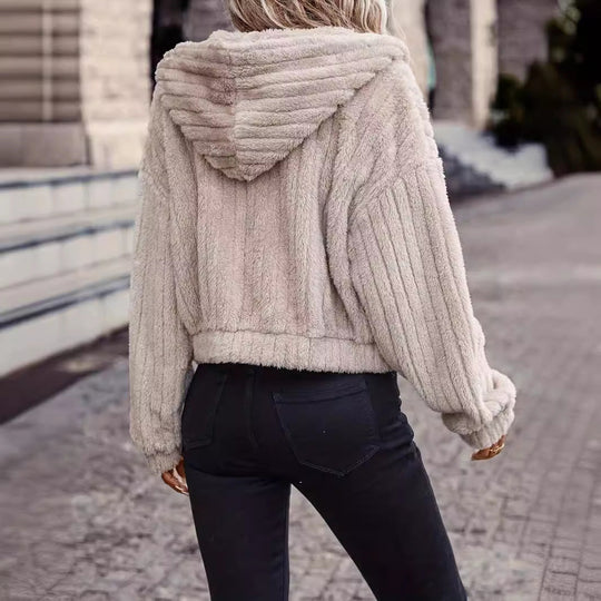 Damen Fleecejacke mit Kapuze und weichem Innenfutter Nord Taschen