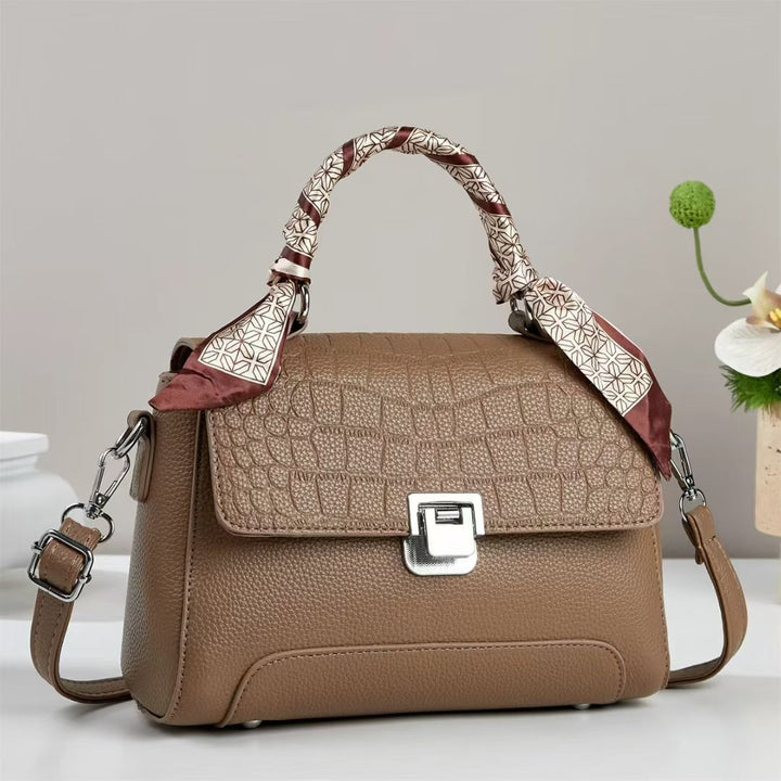 Damen elegante Handtasche mit abnehmbarem Tragegurt und dekorativem Schal Nord Taschen
