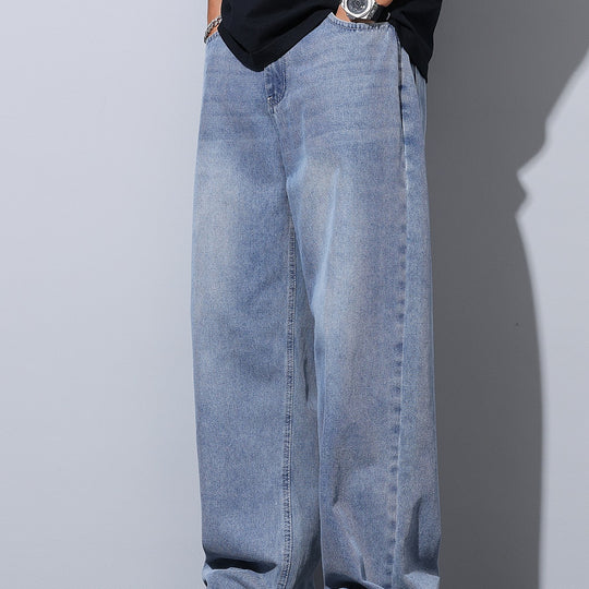 Herren Weite Baggy-Jeans aus leichtem Denim mit tiefer Schrittführung Nord Taschen