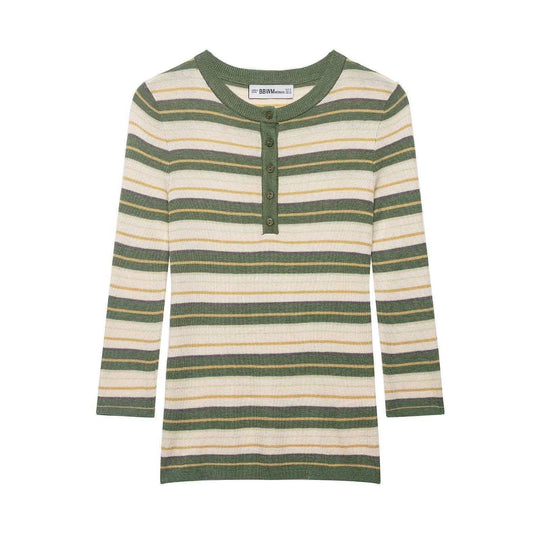 Damen Rippstrick-Longsleeve mit Henley-Knopfleiste und feinem Streifenmuster Nord Taschen