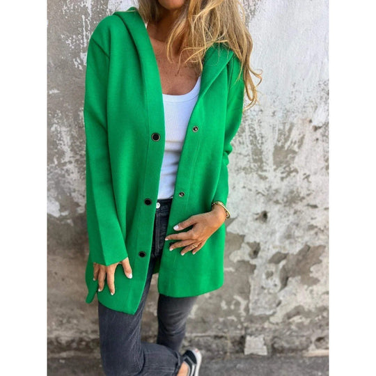 Damen Midilanger Oversize-Mantel aus Wollmix mit klarer Knopfleiste und minimalistischem Revers Nord Taschen