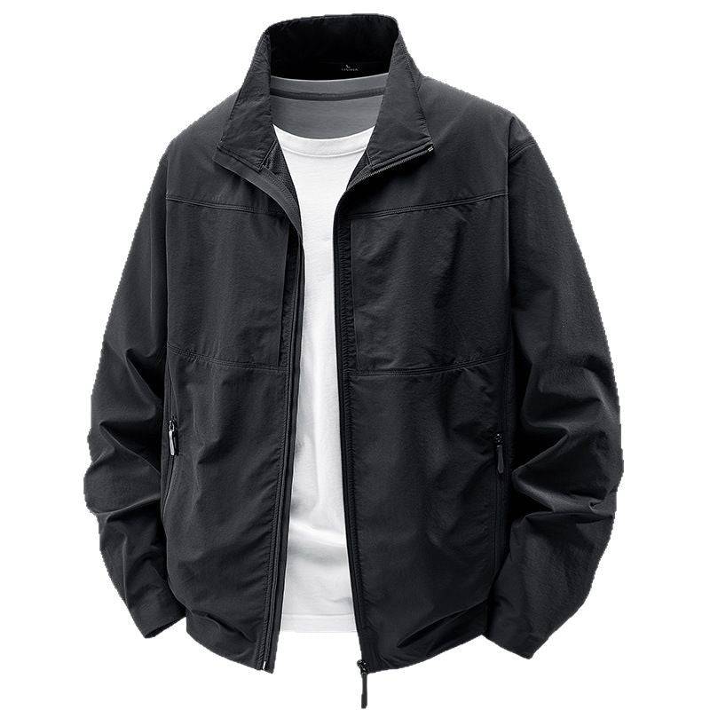 Herren Leichte urbane Windjacke mit Stehkragen, wasserabweisender Gewebemischung und verdeckten Reißverschlüssen Nord Taschen