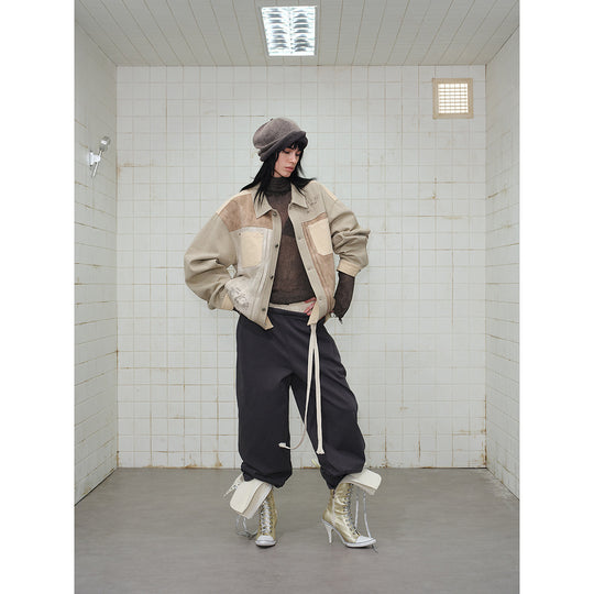 Herren Patchwork-Canvas-Blousonjacke im Vintage-Look mit Kontrasttaschen und Paisley-Futter Nord Taschen