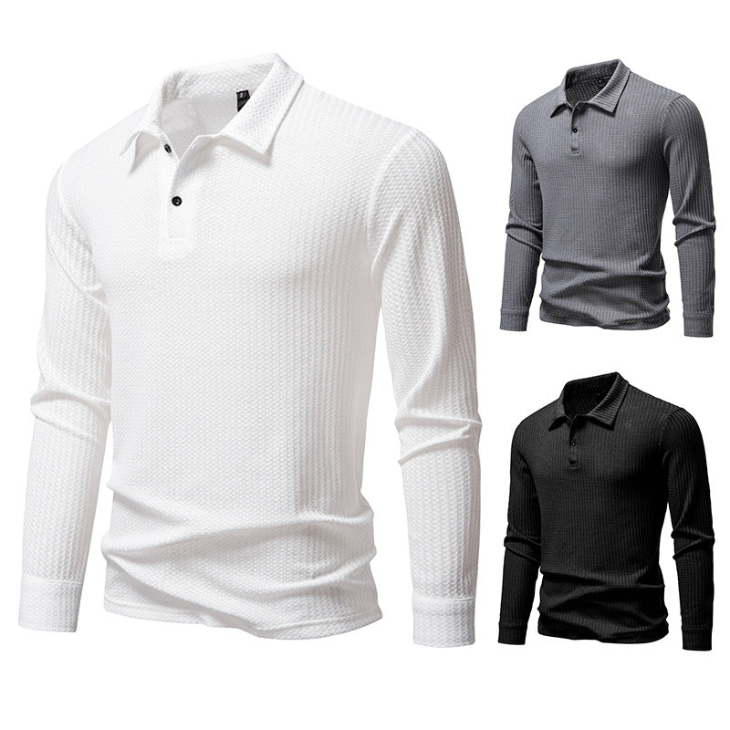 Herren Waffelstrick-Poloshirt mit Halbknopfleiste und Hemdkragen Nord Taschen