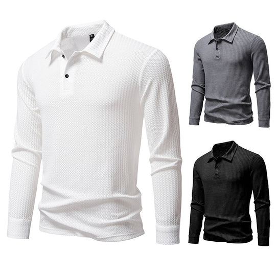 Herren Waffelstrick-Poloshirt mit Halbknopfleiste und Hemdkragen Nord Taschen