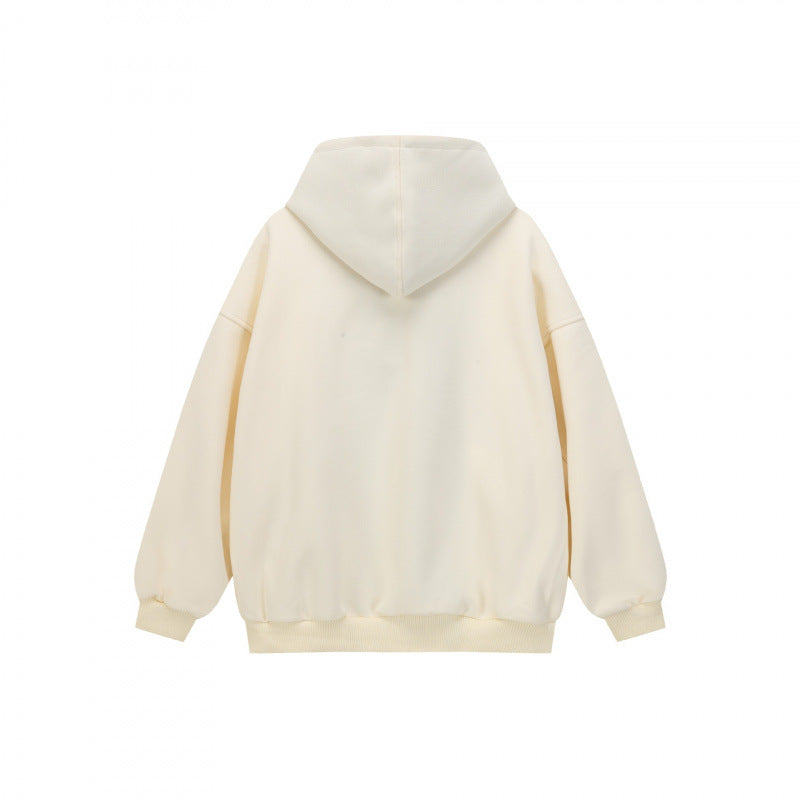 Unisex Oversize Kapuzen-Sweatjacke mit Karofutter, durchgehendem Reißverschluss und geripptem Saum Nord Taschen
