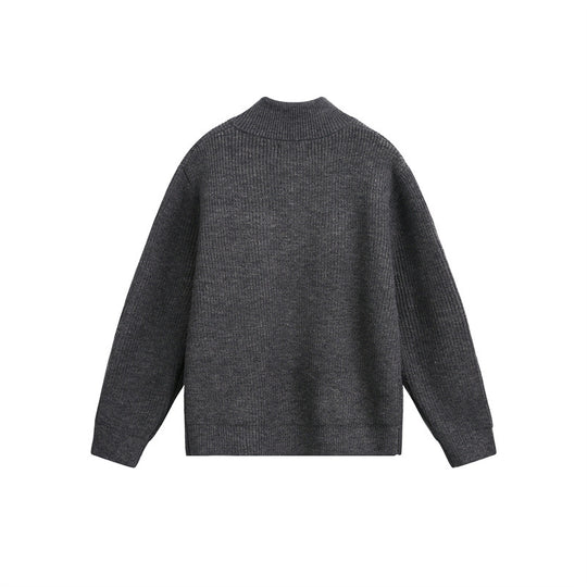 Unisex Grobstrick-Pullover mit halbem Reißverschluss und Stehkragen Nord Taschen