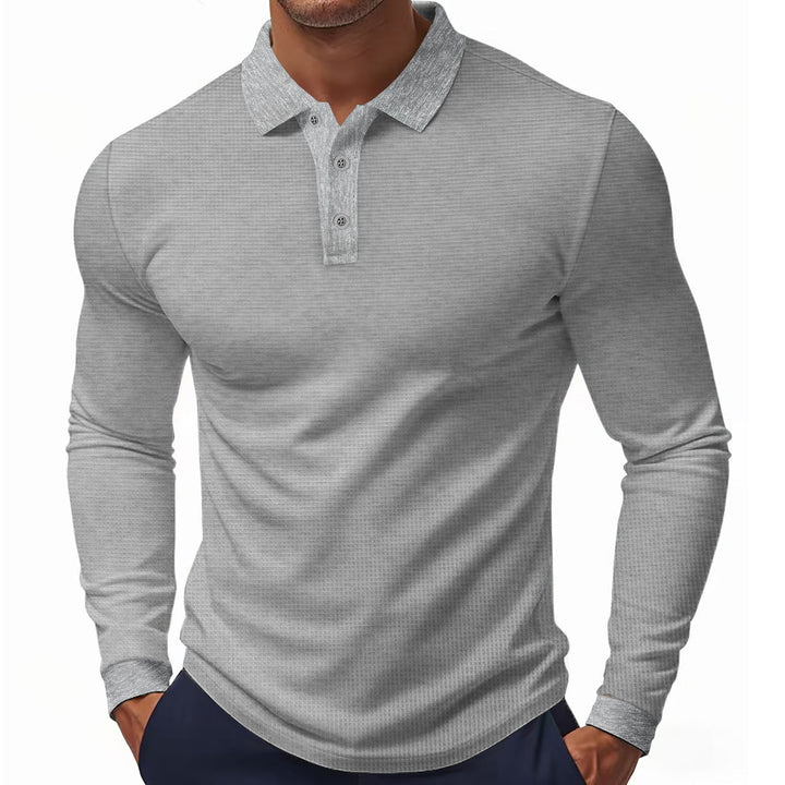 Herren Langarm-Polohemd im strukturierten Design mit modernem Schnitt