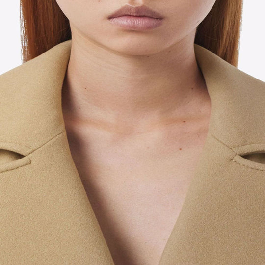 Damen Midilanger Wollmix-Longcoat mit doppelter Schulterpasse, Pattentaschen und dezenter Taillierung Nord Taschen