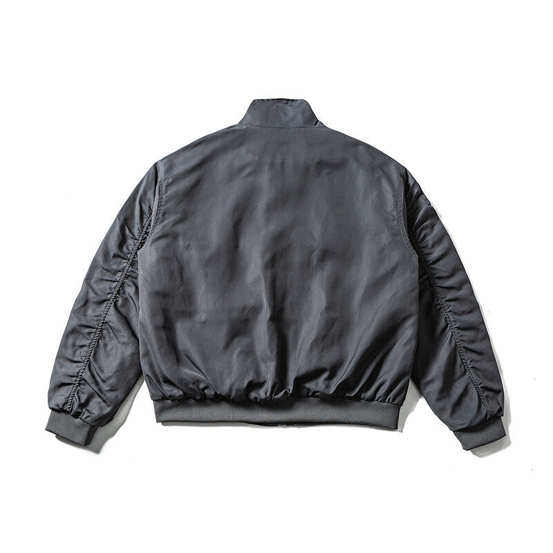 Herren Leichte Bomberjacke im minimalistischen Satin-Look mit Stehkragen und elastischem Saum Nord Taschen