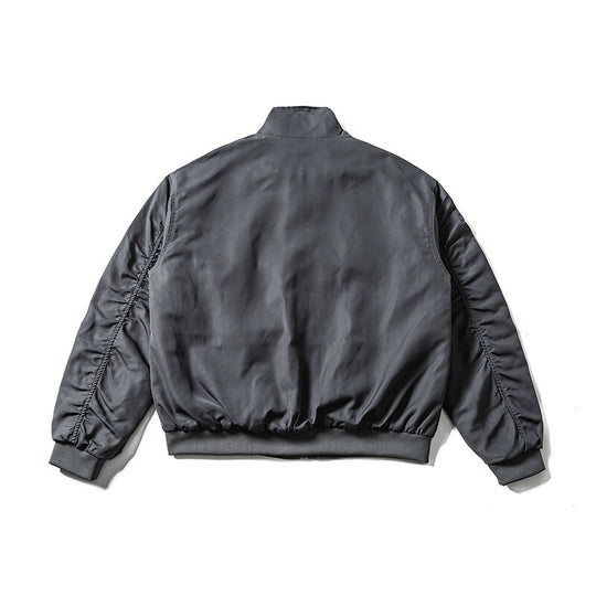 Herren Leichte Bomberjacke im minimalistischen Satin-Look mit Stehkragen und elastischem Saum Nord Taschen