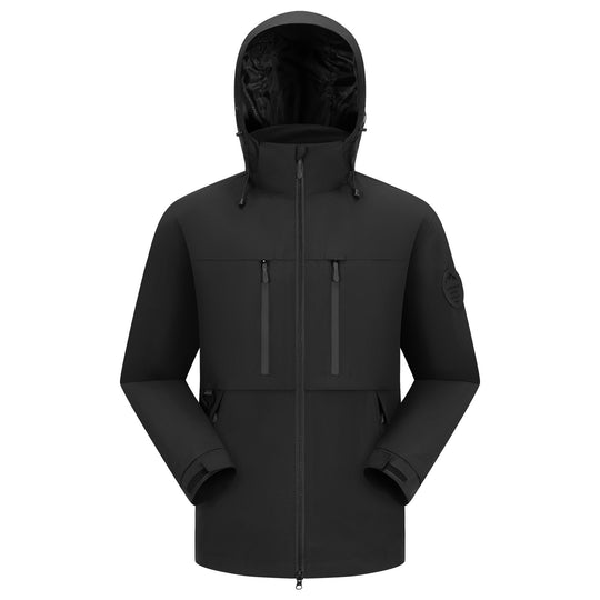 Herren Wasserdichte atmungsaktive Softshell Outdoorjacke mit verstellbarer Kapuze Nord Taschen