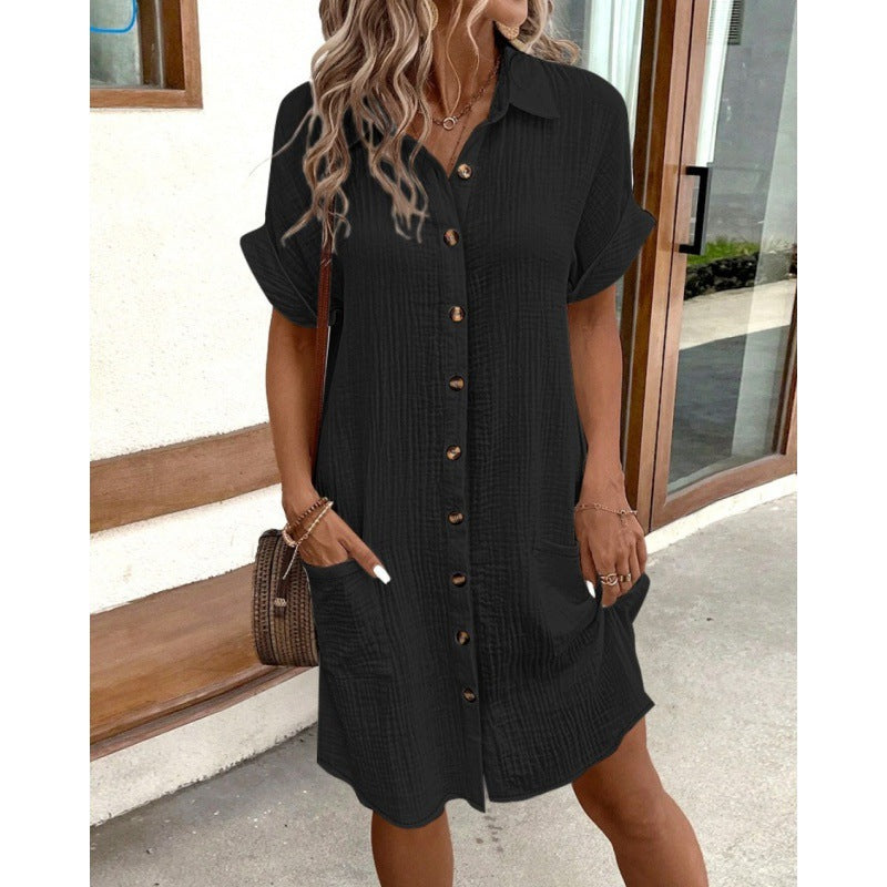Damen Hemdkleid mit Knopfleiste und praktischen Taschen