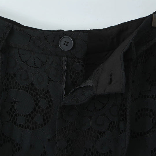 Damen Transparente Spitzenhose mit geradem Bein und elastischem Bund Nord Taschen