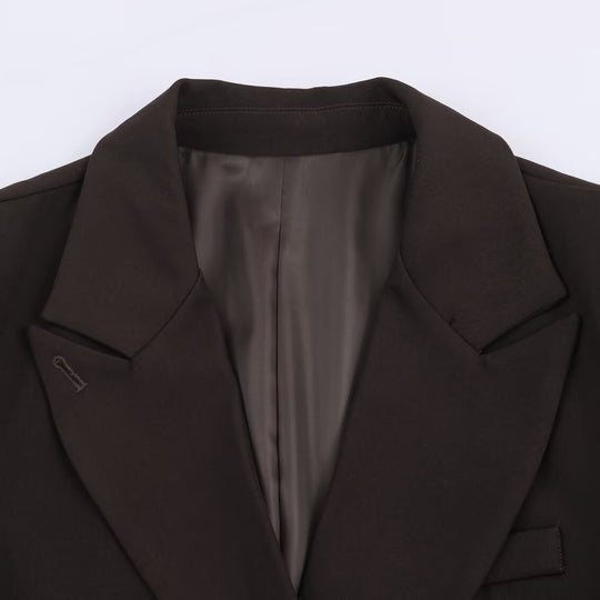 Damen Taillierter Longline-Blazer mit fallendem Revers und Ein-Knopf-Verschluss Nord Taschen