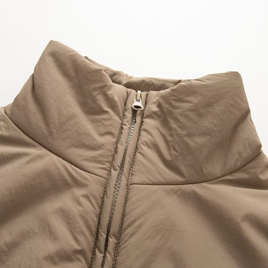 Damen Kurz gesteppte Steppjacke mit hohem Stehkragen und Reißverschlusstaschen Nord Taschen