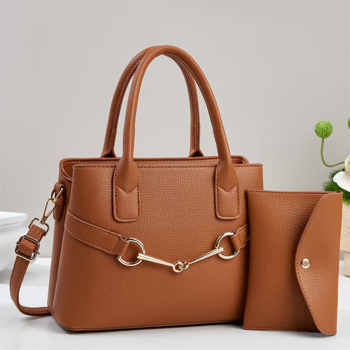 Damen strukturierte Handtasche mit eleganten Akzenten und abnehmbarer Clutch Nord Taschen