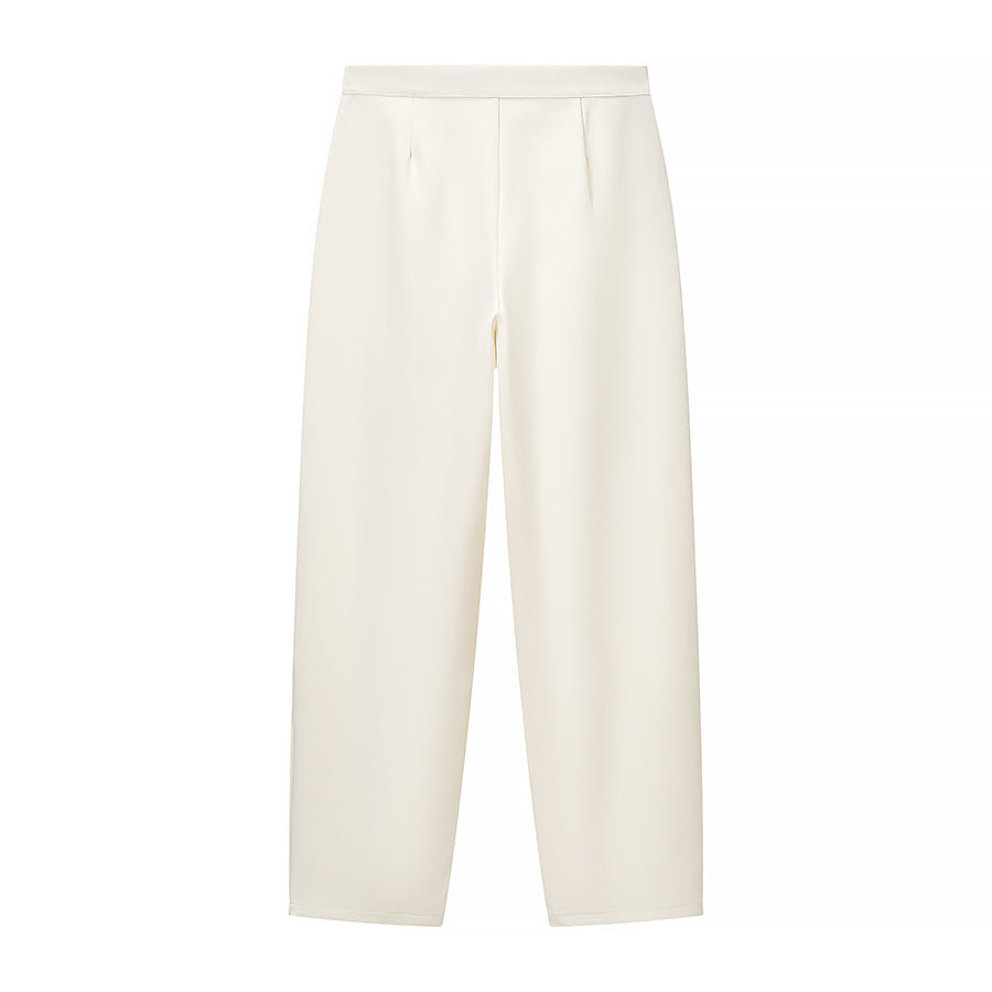 Damen Hochtaillierte weite Stoffhose mit Bundfalten, Bügelfalte und Eingrifftaschen Nord Taschen