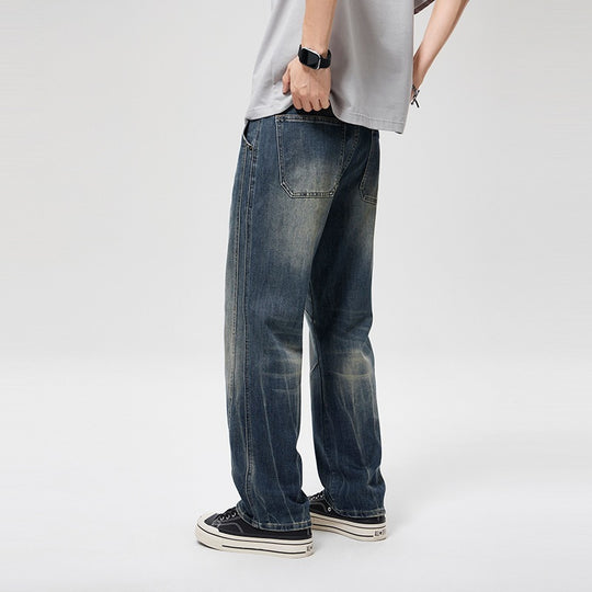 Herren Weite Baggy-Jeans im Vintage‑Wash mit Knie‑Detail Nord Taschen