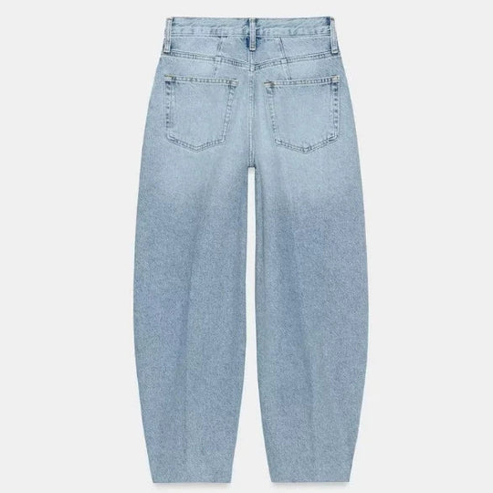 Damen Hochtaillierte Baggy-Jeans mit weitem Bein und klassischer Taschenlösung Nord Taschen