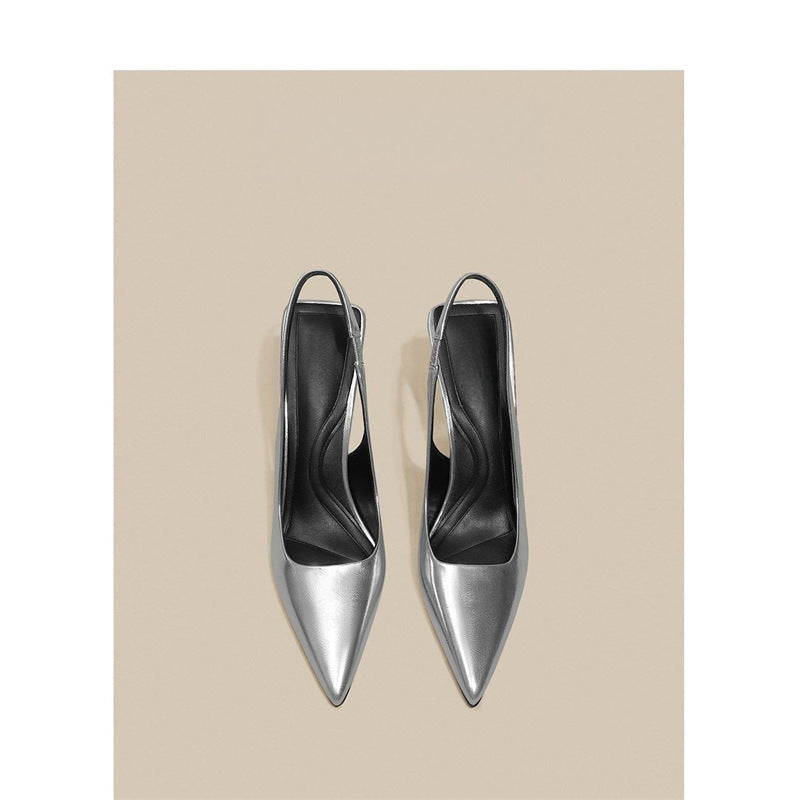 Damen Slingback High Heel Pumps mit elegantem metallic Finish