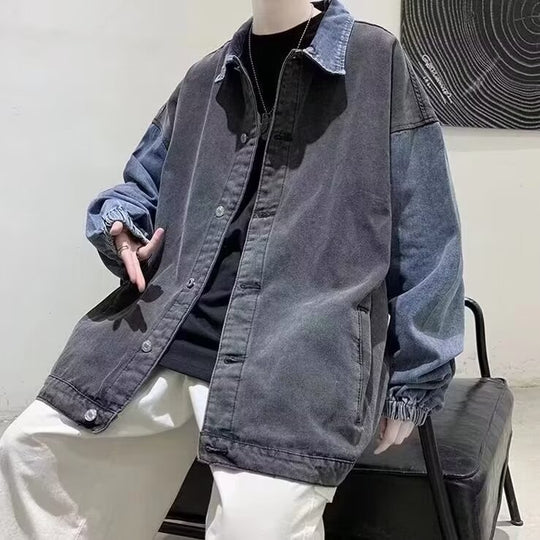 Herren Lässige Oversized Jeansjacke Nord Taschen