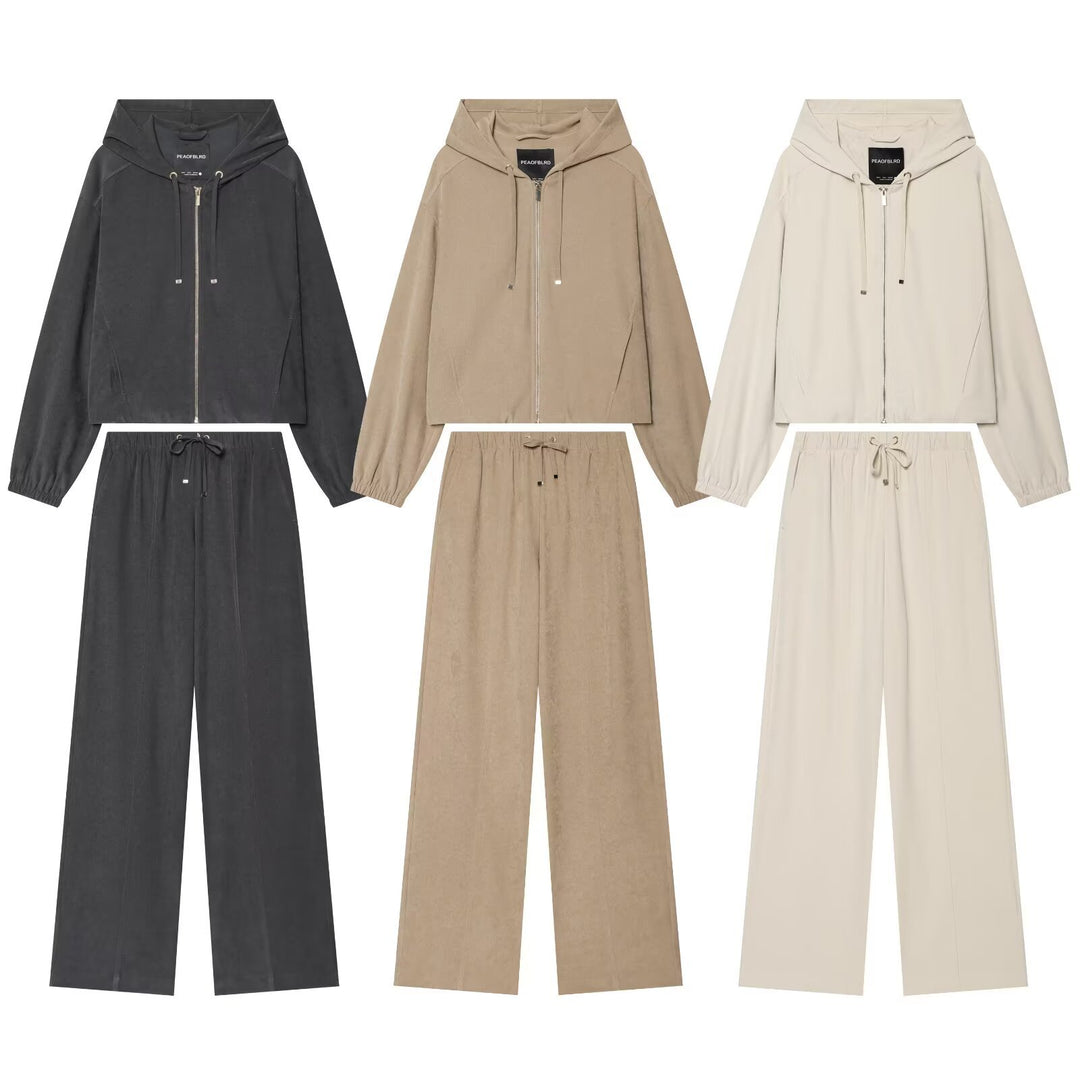Damen Weite Palazzo-Loungehose mit Tunnelzug und Bügelfalte Nord Taschen