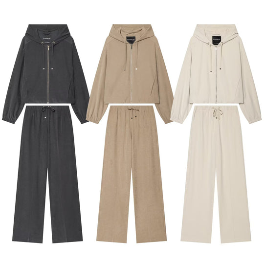 Damen Weite Palazzo-Loungehose mit Tunnelzug und Bügelfalte Nord Taschen