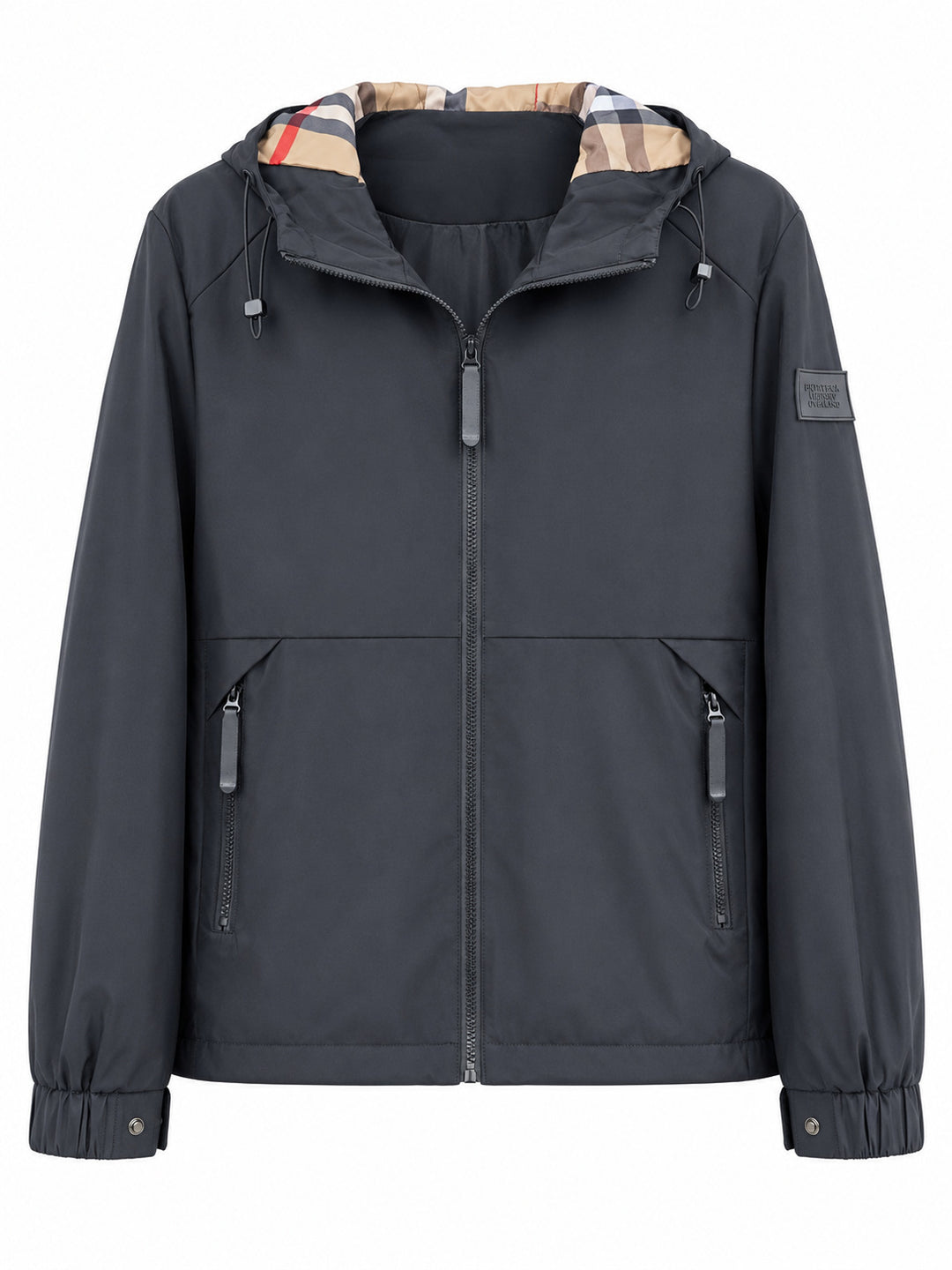 Herren leichte winddichte Softshell‑Kapuzenjacke mit kariert gefütterter Kapuze Nord Taschen