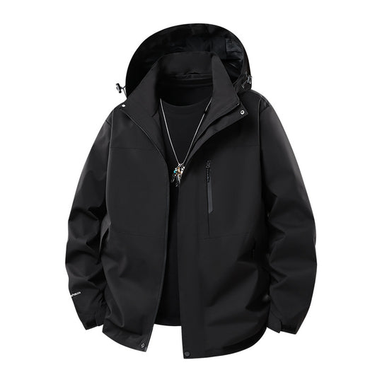 Herren Technische Softshell‑Regenjacke mit verschweißten Nähten, verstellbarer Kapuze und wasserabweisenden Reißverschlüssen Nord Taschen