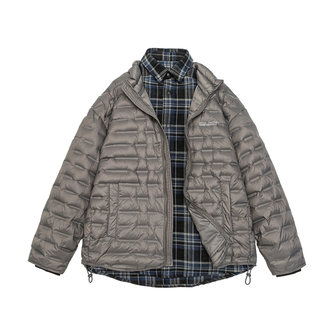 Herren Leichte gesteppte Hybridjacke mit kariertem Innenfutter und Tunnelzug Nord Taschen