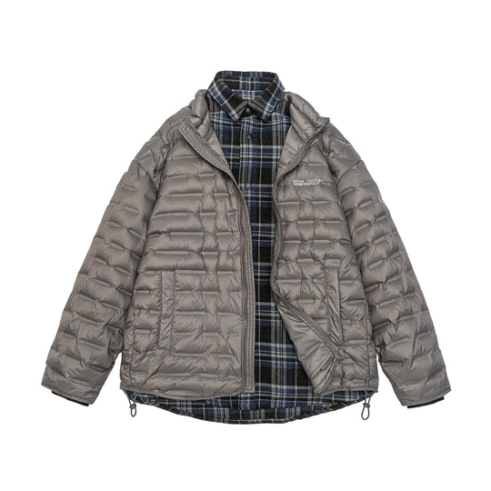 Herren Leichte gesteppte Hybridjacke mit kariertem Innenfutter und Tunnelzug Nord Taschen