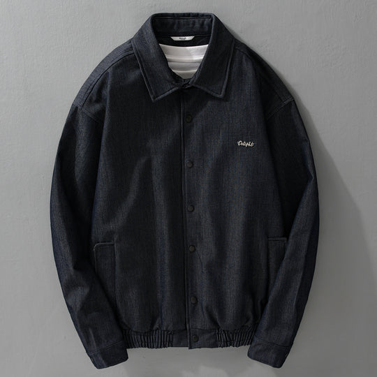Herren Jeansjacke mit Druckknöpfen und elastischem Saum Nord Taschen