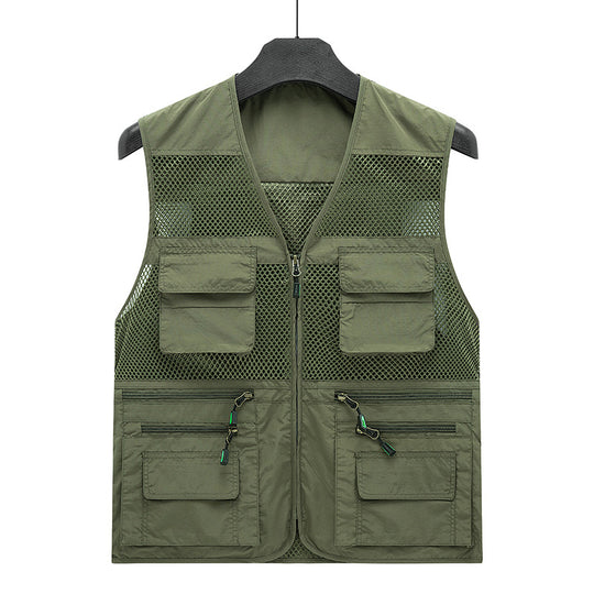 Herren Leichte Mesh-Utility-Weste mit vielen Reißverschluss- und Klapptaschen für Outdoor und Fotografie Nord Taschen