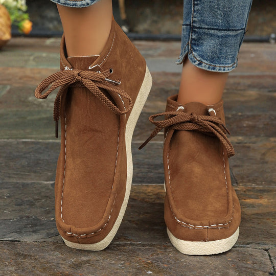 Damen  knöchelhohe Schnürboots mit Mokassinnaht, weicher Innensohle und crepe Sohle Nord Taschen