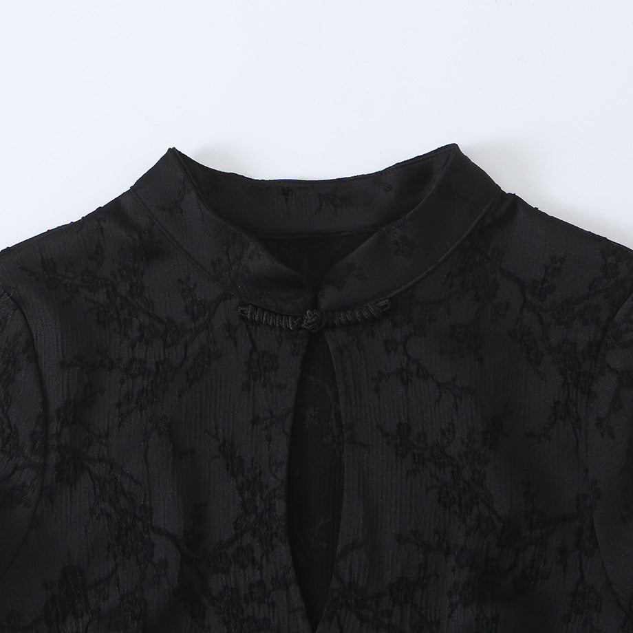 Damen Ärmelloses Cheongsam-inspiriertes Top mit Stehkragen und Zierknopfleiste Nord Taschen