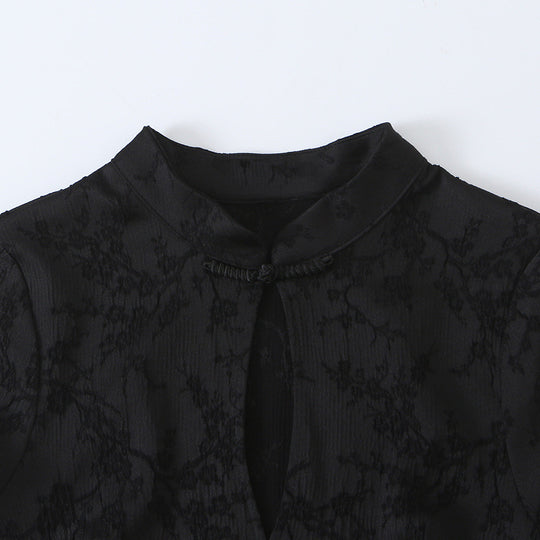 Damen Ärmelloses Cheongsam-inspiriertes Top mit Stehkragen und Zierknopfleiste Nord Taschen