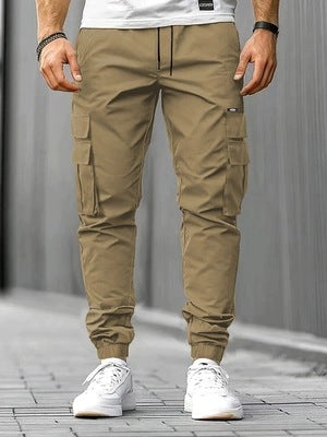 Herren Cargo-Jogginghose mit multifunktionalen Klapp- & Reißverschlusstaschen, elastischem Bund und tapered Bein Nord Taschen