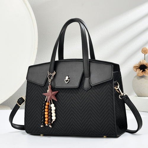 Damen Handtasche mit elegantem Chevron-Muster und abnehmbaren Schlüsselanhänger Nord Taschen