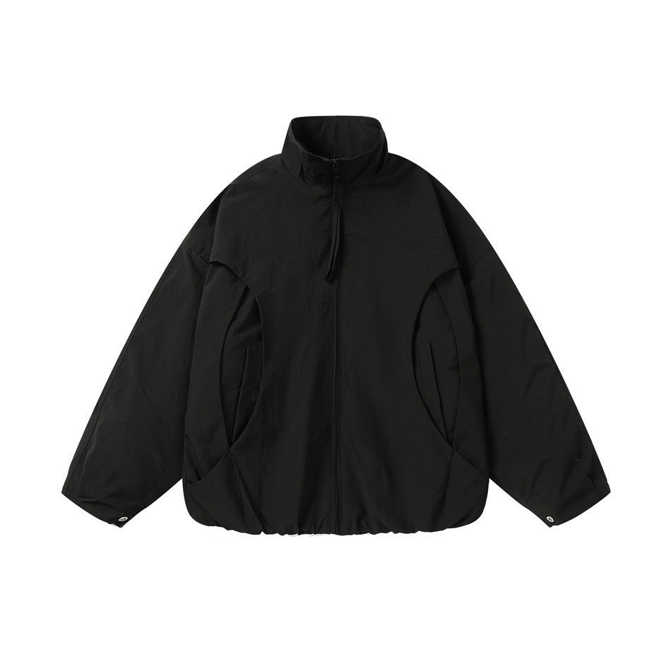 Unisex Kurz geschnittener Oversize-Boxy-Blouson mit hohem Stehkragen, geschwungener Taschenführung und elastischem Saum Nord Taschen