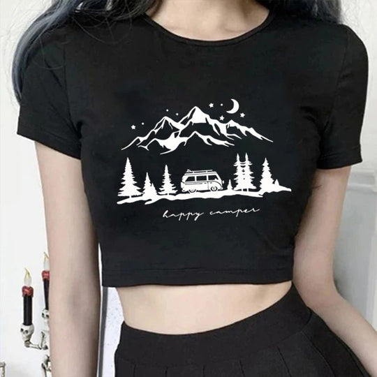 Damen Kurzarm T-Shirt mit aufgedrucktem Lippenmotiv Nord Taschen