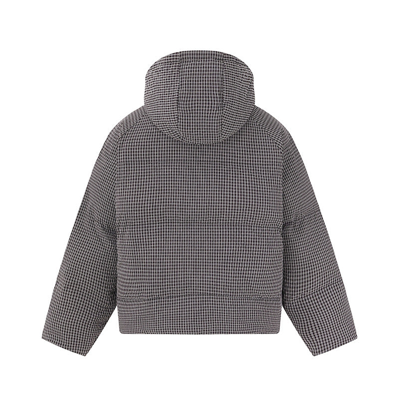 Unisex Kurz geschnittene wattierte Kapuzenjacke mit feiner Karosteppung Nord Taschen