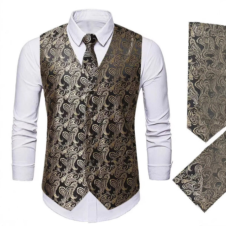 Herren Paisley Satin Anzugweste Set mit Krawatte und Einstecktuch Nord Taschen