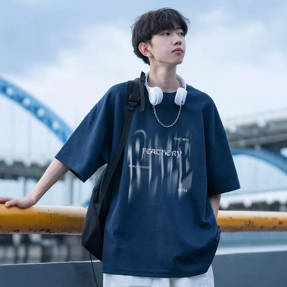 Herren Übergrößes T-Shirt mit kreativem Druck Nord Taschen