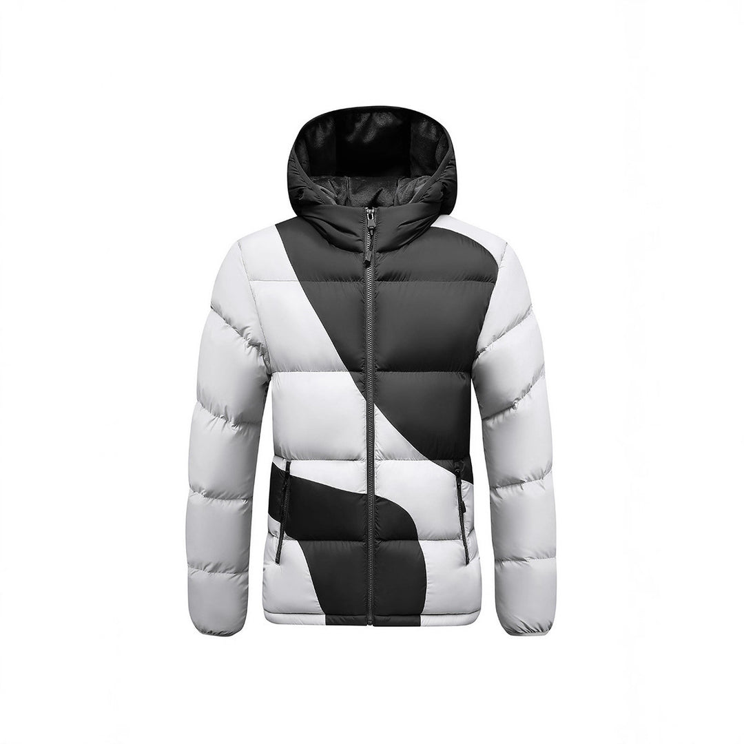 Herren Steppjacke mit Kapuze, auffälligem Colourblock-Muster und thermischer Isolierung Nord Taschen