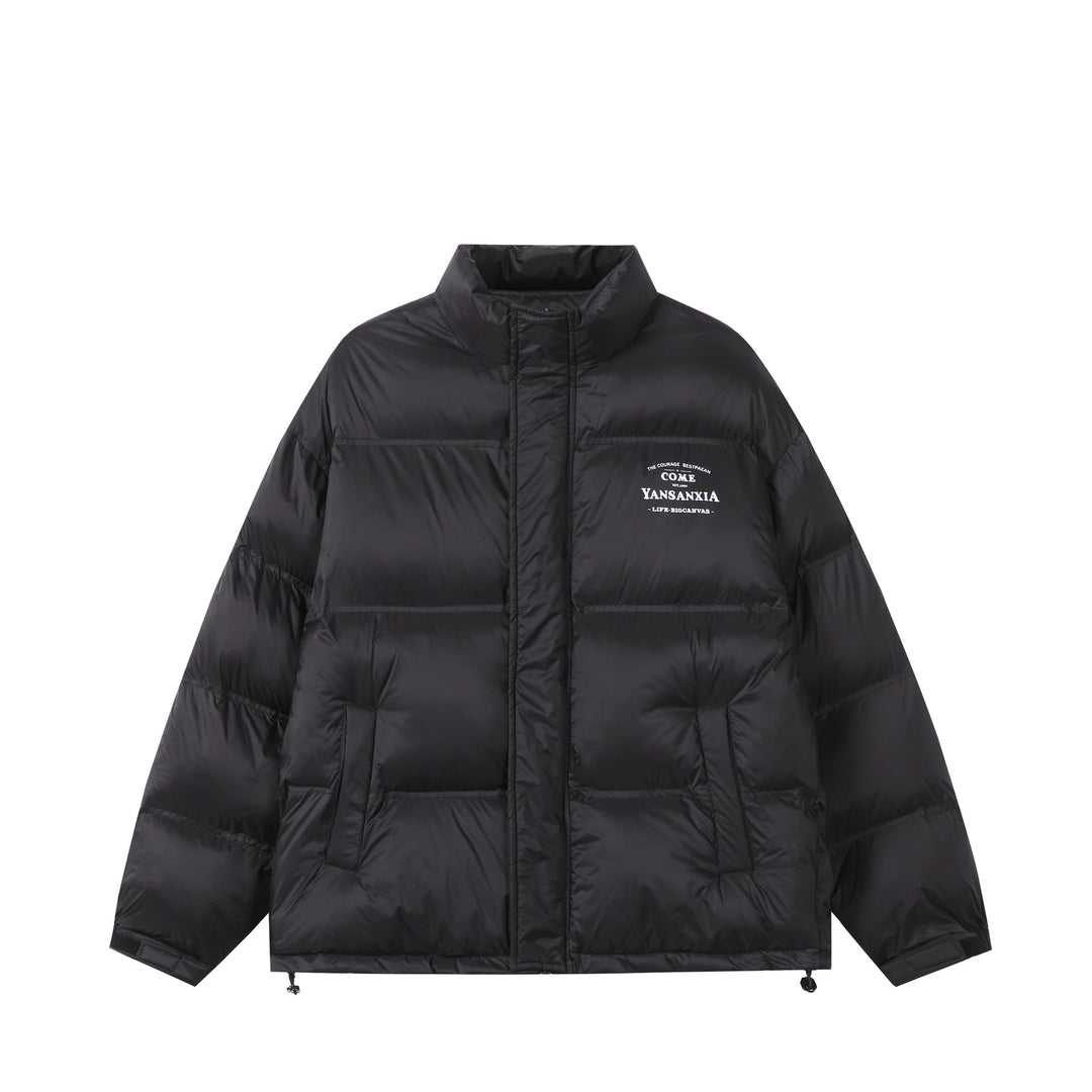 Unisex Kurz geschnittene wattierte Oversize-Jacke mit hohem Stehkragen und Logo-Print Nord Taschen