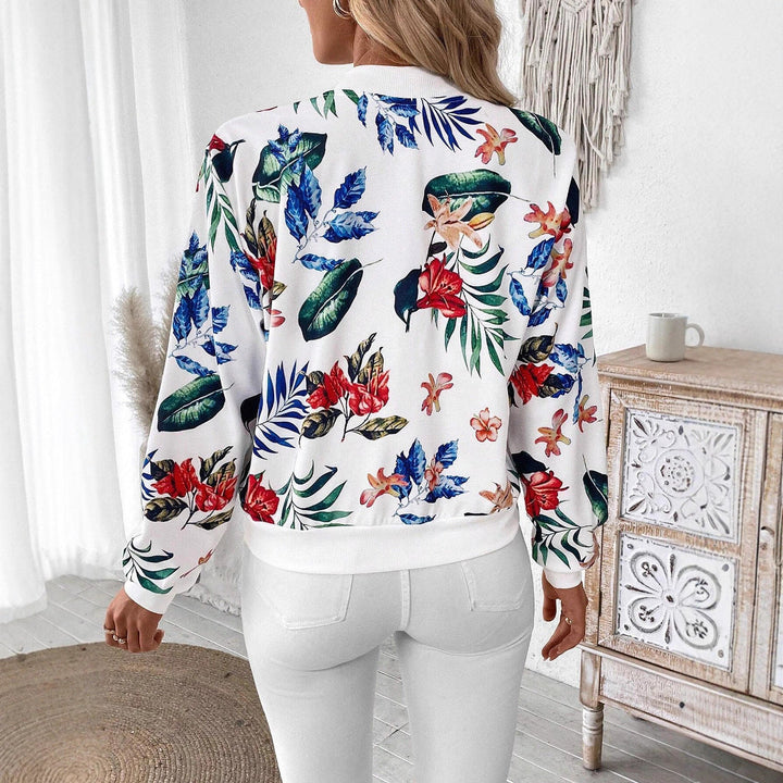 Damen Blumenmuster Bomberjacke