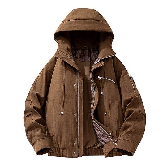 Herren Utility-Kapuzenjacke mit Reißverschluss, multifunktionalen Taschen und elastischem Saum Nord Taschen