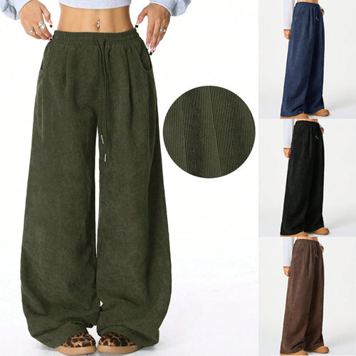Damen Weite Cordhose mit Gummibund, Tunnelzug und Eingrifftaschen Nord Taschen