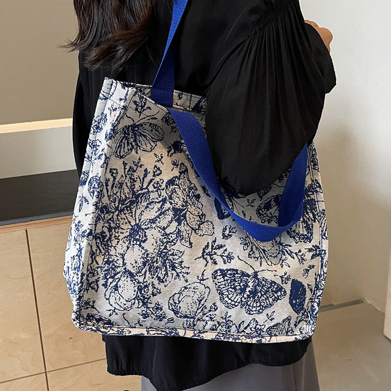 Damen Baumwoll-Canvas-Shopper mit floralen Mustern Nord Taschen